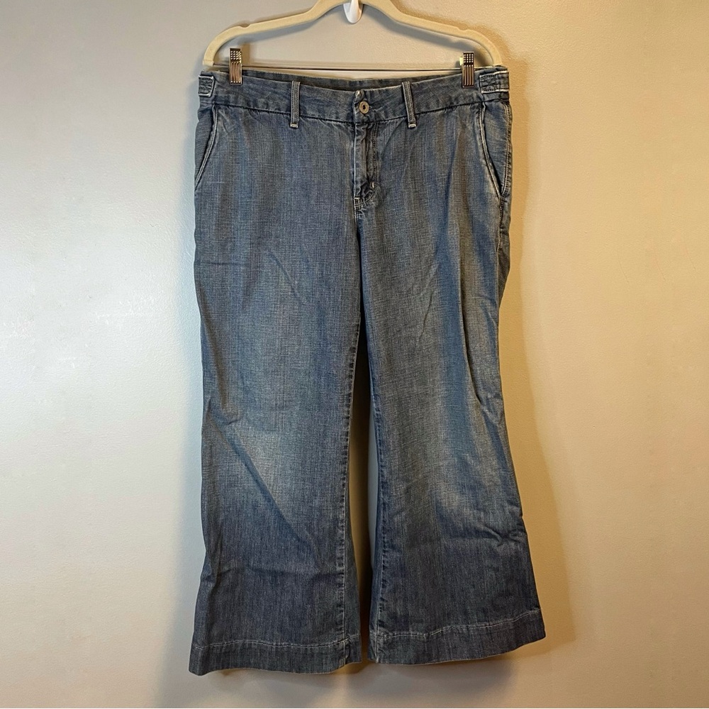 Ralph Lauren Jeans Light Wash Beverlie Tab Waist Trouser Jeans Sz 14 x 32 EUC